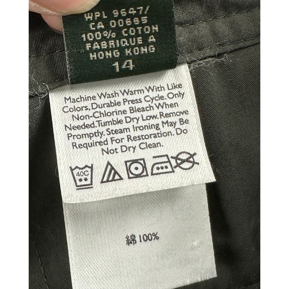 Eddie Bauer Women's Muted Green Flat Front Straight Leg Pants sz 14 (15673) - Picture 5 of 5